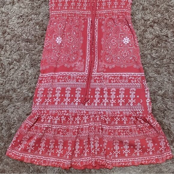 Almost Famous Boho Hippie Coral Short Sleeve Mid Length Babydoll Dress Size S - Picture 6 of 9